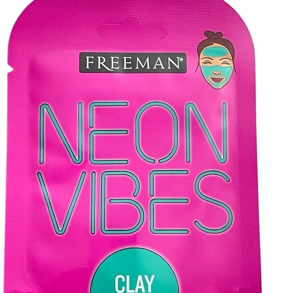 Freeman Neon Vibes No Stress Clay Face Mask Blue Lotus Oil Absorbing Travel Size